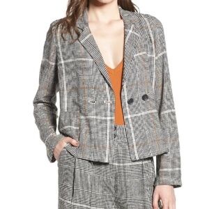 BP. Plaid Linen Blend Blazer